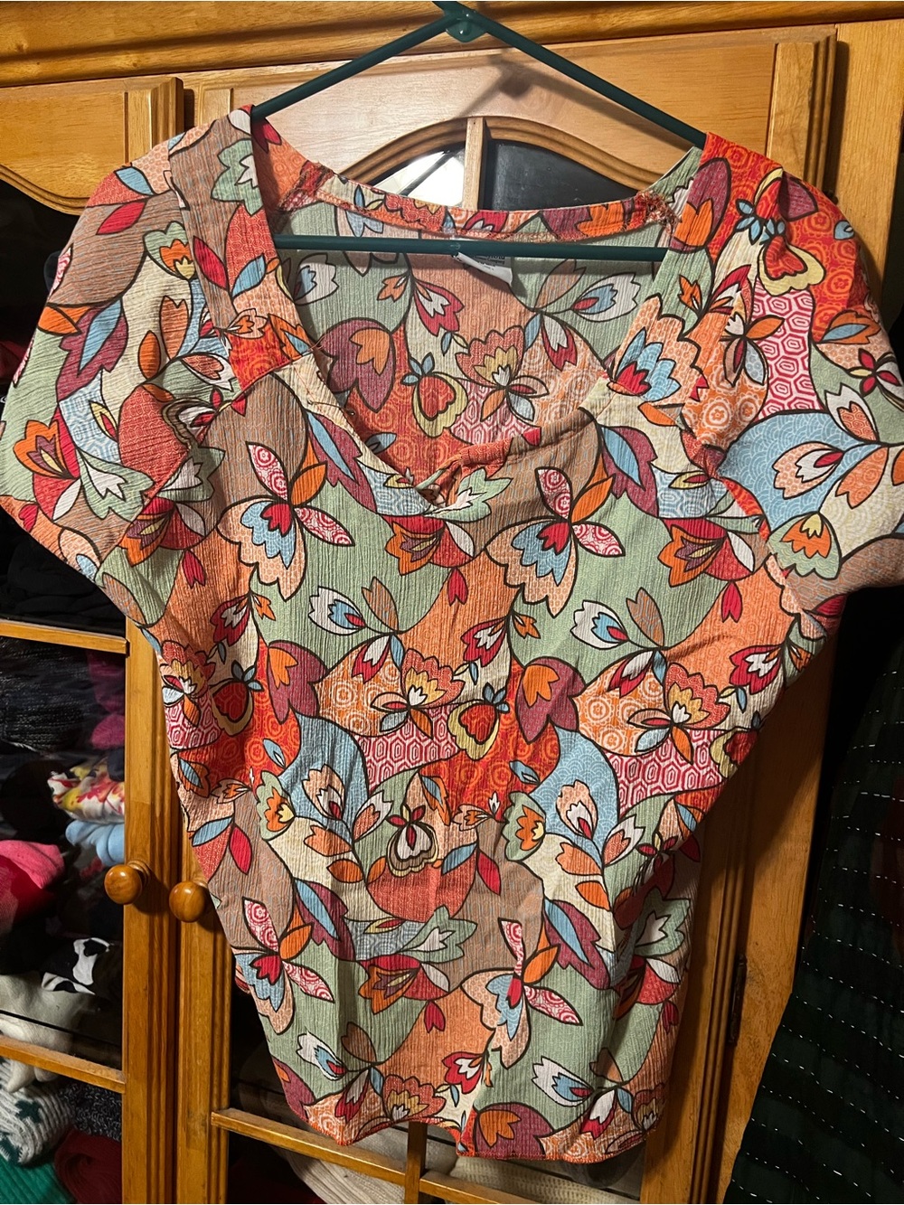Columbia Multicolor Floral Short Sleeve Scoop Neck Top